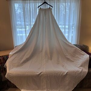 White bridal overskirt with cathedral train